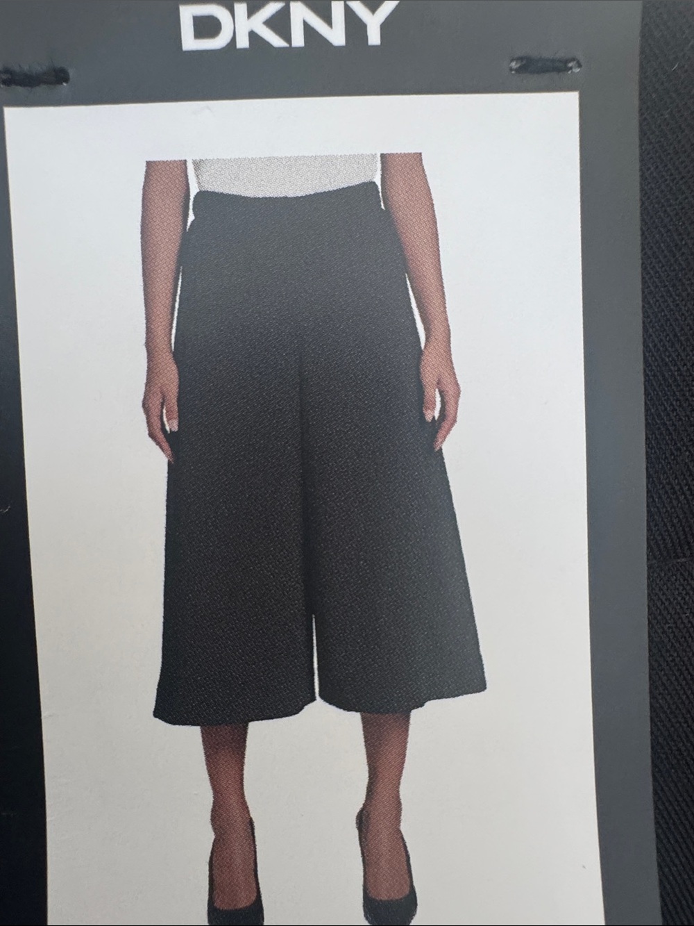DKNY Black Wide-Leg Cropped Culotte Pants